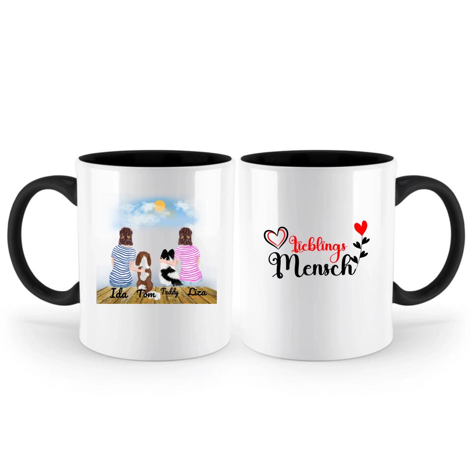 Personalisierte Tasse mit Hund und Frauen - printpod.de