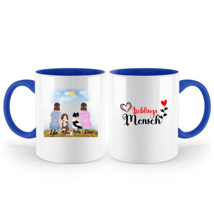 Personalisierte Tasse mit Hund und Frauen - printpod.de