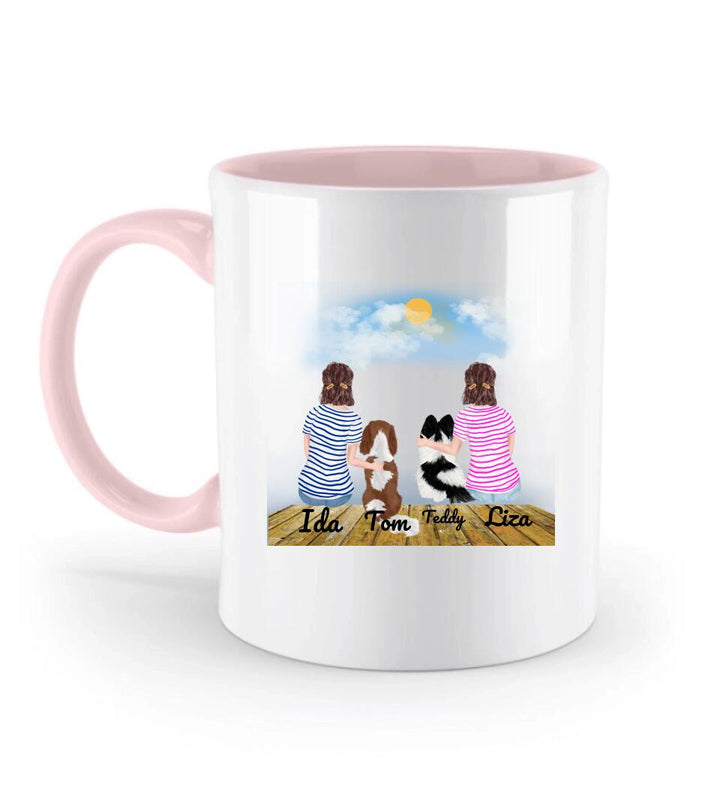 Personalisierte Tasse mit Hund und Frauen - printpod.de