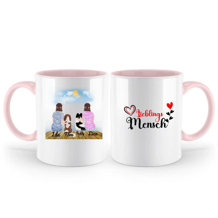 Personalisierte Tasse mit Hund und Frauen - printpod.de