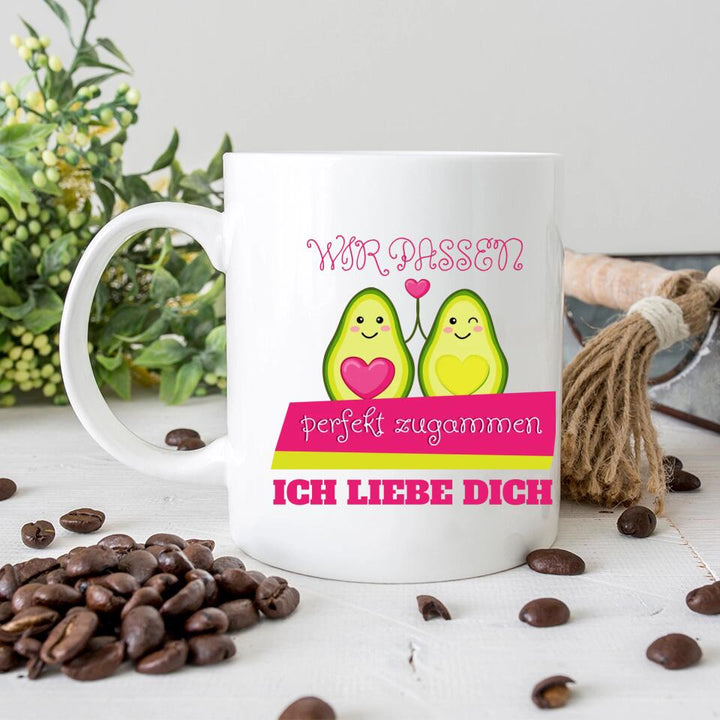 Wir passen perfekt zusammen!Ich liebe dich! - Tasse mit spruch - printpod.de