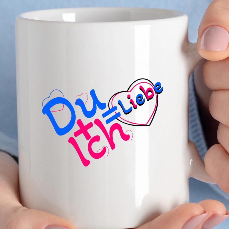 Du + Ich = Liebe-Tasse mit Spruch - printpod.de