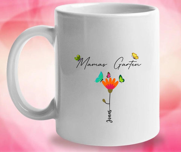 Mamas Garten Tasse, Tasse, Geschenk Muttertag, Geburtstagsgeschenk Mama, Personalisierte Tasse, Mama Geschenk, Mama Tasse - printpod.de