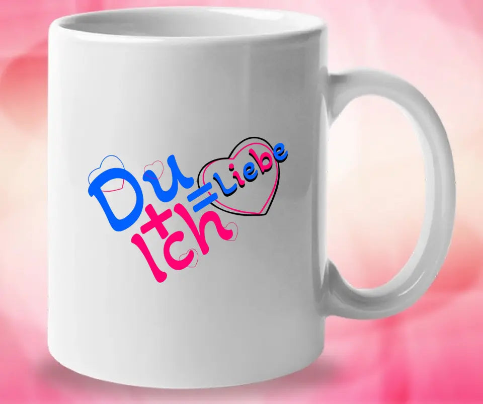 Du + Ich = Liebe-Tasse mit Spruch - printpod.de