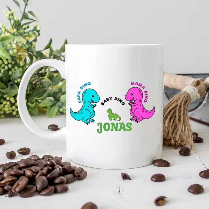 Dino Tasse, Personalisierte Tasse, Geschenkideen, Personalisierte Tasse Familie - printpod.de