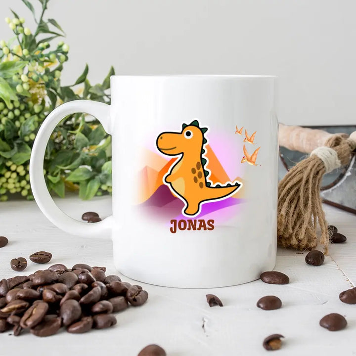 Kindertasse, Kindertasse mit namen, Dino Tasse, Kindergeburtstag Geschenk, Geschenke für Jungen Mädchen Sohn Tochter