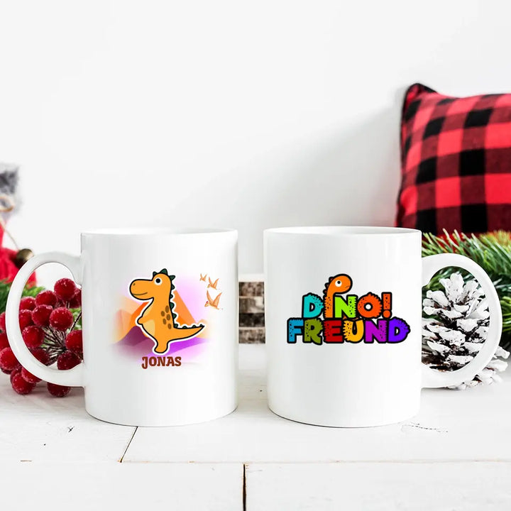 Kindertasse, Kindertasse mit namen, Dino Tasse, Kindergeburtstag Geschenk, Geschenke für Jungen Mädchen Sohn Tochter - printpod.de