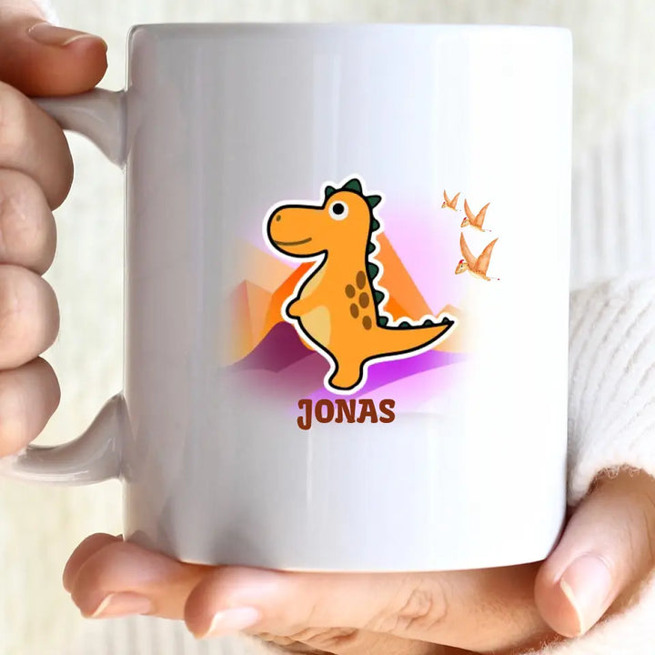 Kindertasse, Kindertasse mit namen, Dino Tasse, Kindergeburtstag Geschenk, Geschenke für Jungen Mädchen Sohn Tochter - printpod.de