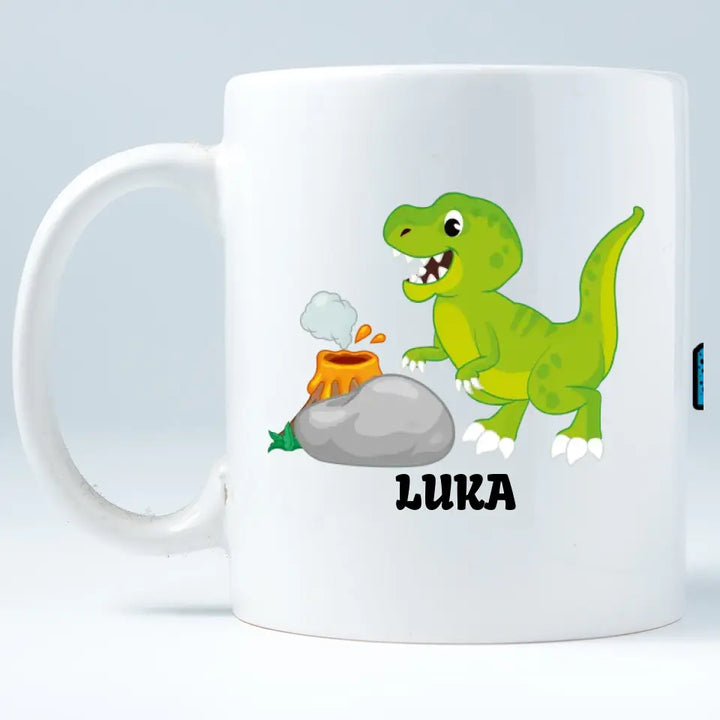 Kindertasse mit Namen, Dino Tasse,Kindergeburtstag Geschenk, Geschenke für Jungen Mädchen, Geschenkideen - printpod.de