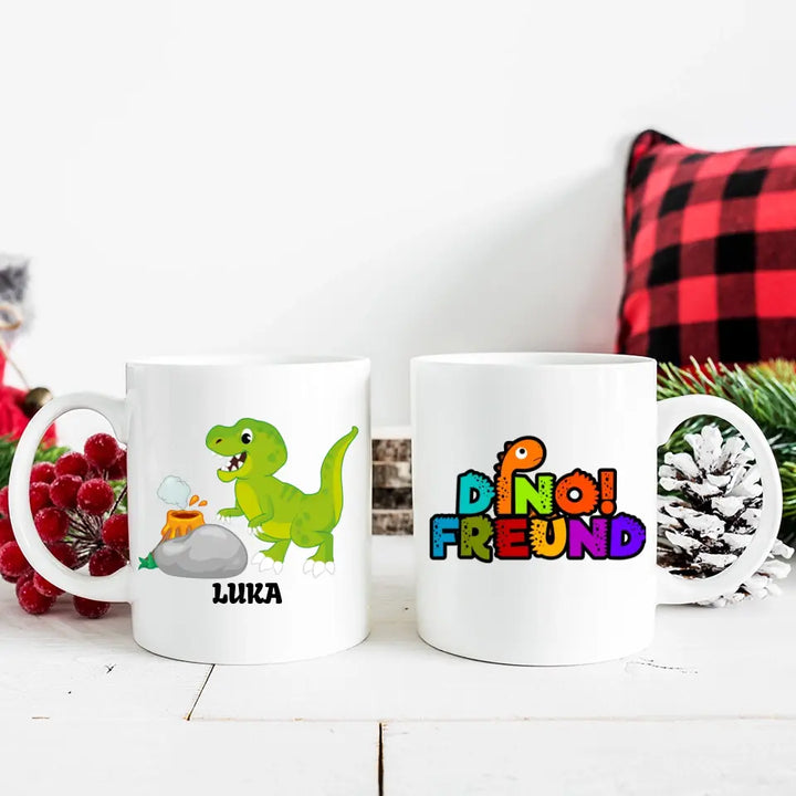 Kindertasse mit Namen, Dino Tasse,Kindergeburtstag Geschenk, Geschenke für Jungen Mädchen, Geschenkideen - printpod.de