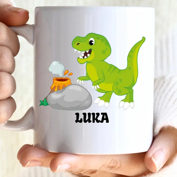 Kindertasse mit Namen, Dino Tasse,Kindergeburtstag Geschenk, Geschenke für Jungen Mädchen, Geschenkideen - printpod.de