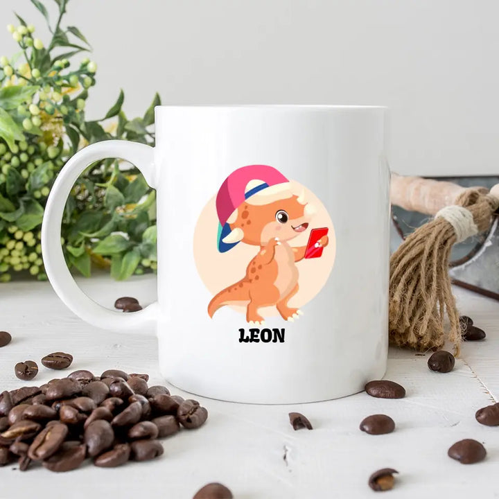 Kindertasse, Kindertasse mit Namen, Dino Tasse, Kindergeburtstag Geschenk, Personalisierte Tasse, Geschenkideen - printpod.de