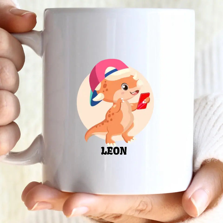 Kindertasse, Kindertasse mit Namen, Dino Tasse, Kindergeburtstag Geschenk, Personalisierte Tasse, Geschenkideen - printpod.de