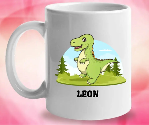 Dino Tasse, Kindertasse, Kindertasse mit Namen, Kindergeburtstag Geschenk, Geschenke für Jungen Mädchen - printpod.de