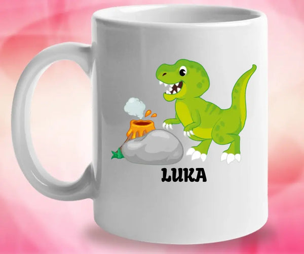 Kindertasse mit Namen, Dino Tasse,Kindergeburtstag Geschenk, Geschenke für Jungen Mädchen, Geschenkideen