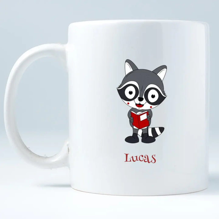 Coole und niedliche Waschbär Tasse Geschenk für Schulkind - printpod.de