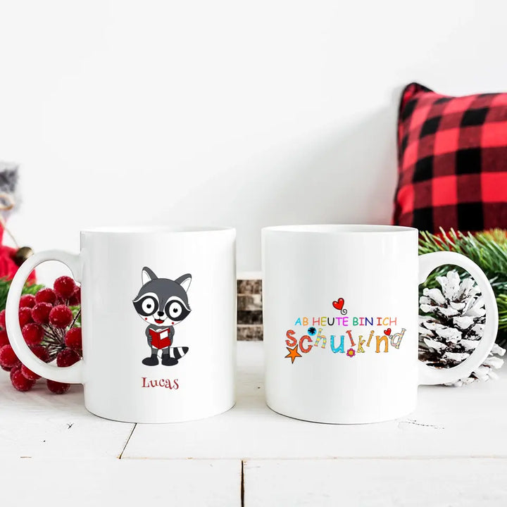 Coole und niedliche Waschbär Tasse Geschenk für Schulkind - printpod.de