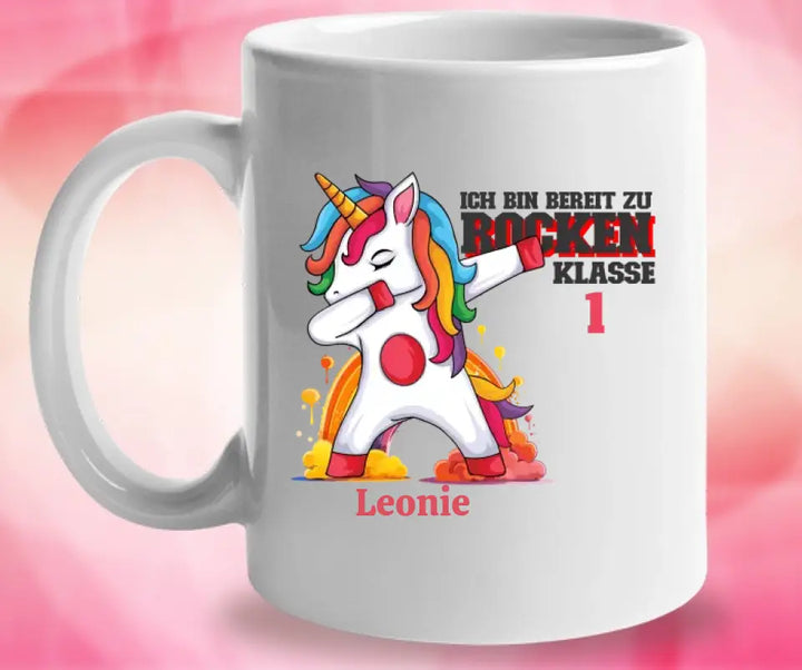 Einhorn bereit, die Schule zu rocken - 2023 einzigartiges Design für schoolkind erhalten Sie Ihre personalisierte Tasse oder senden Sie Geschenk für schöne Kind