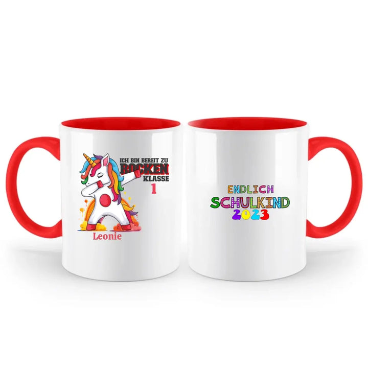 Einhorn bereit, die Schule zu rocken - 2023 einzigartiges Design für schoolkind erhalten Sie Ihre personalisierte Tasse oder senden Sie Geschenk für schöne Kind - printpod.de