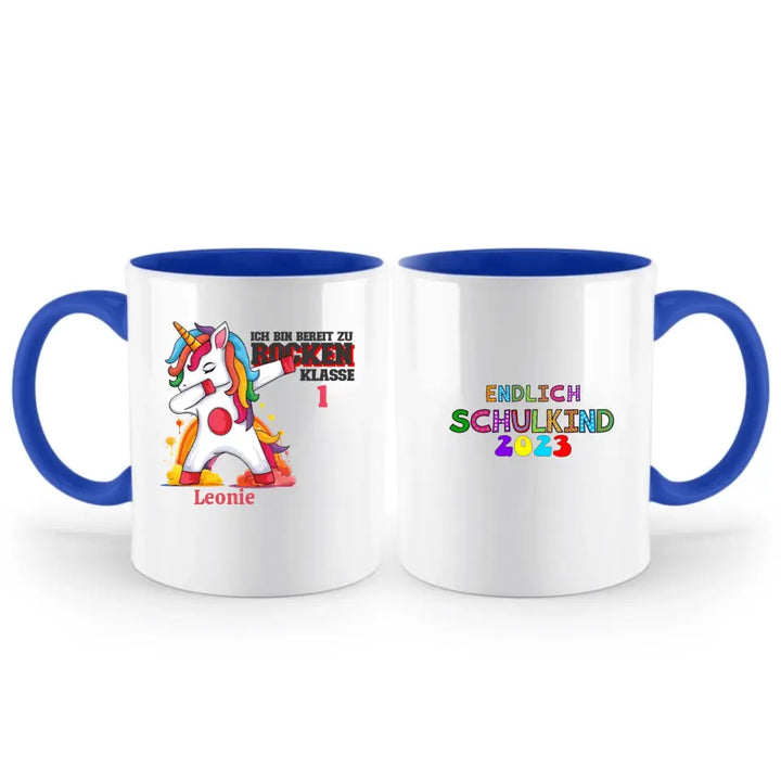 Einhorn bereit, die Schule zu rocken - 2023 einzigartiges Design für schoolkind erhalten Sie Ihre personalisierte Tasse oder senden Sie Geschenk für schöne Kind - printpod.de