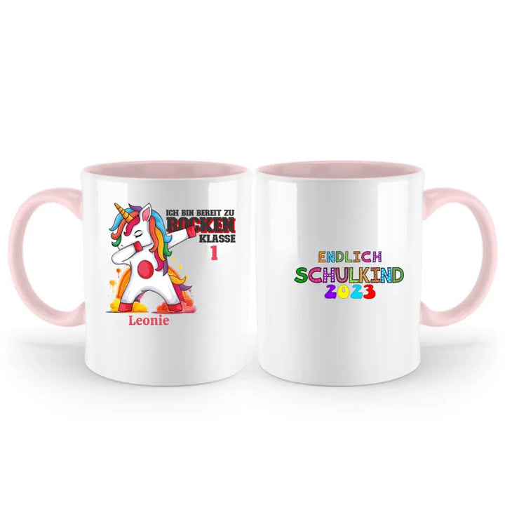 Einhorn bereit, die Schule zu rocken - 2023 einzigartiges Design für schoolkind erhalten Sie Ihre personalisierte Tasse oder senden Sie Geschenk für schöne Kind - printpod.de