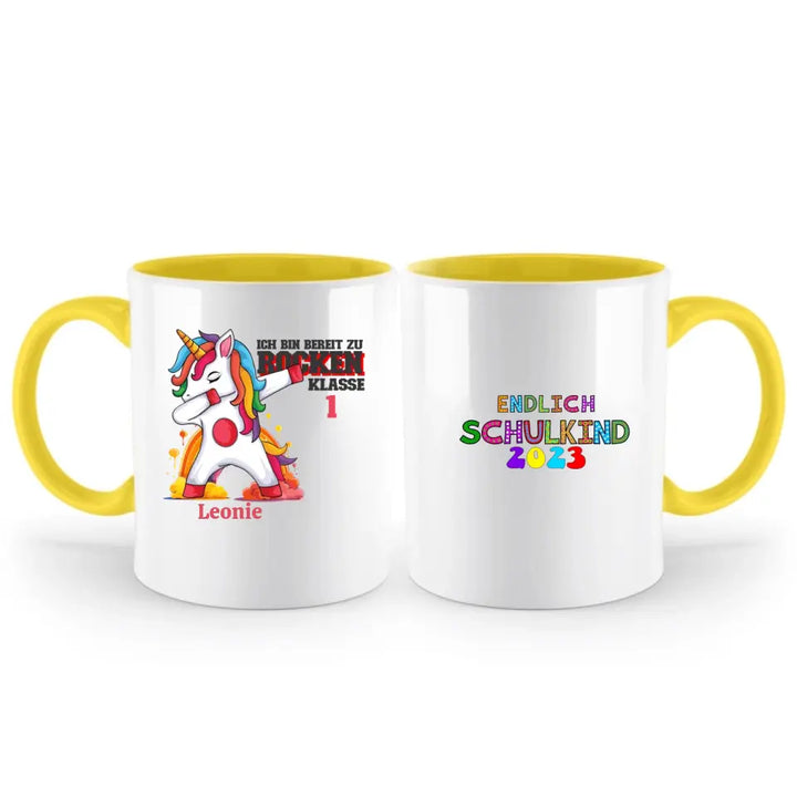 Einhorn bereit, die Schule zu rocken - 2023 einzigartiges Design für schoolkind erhalten Sie Ihre personalisierte Tasse oder senden Sie Geschenk für schöne Kind - printpod.de