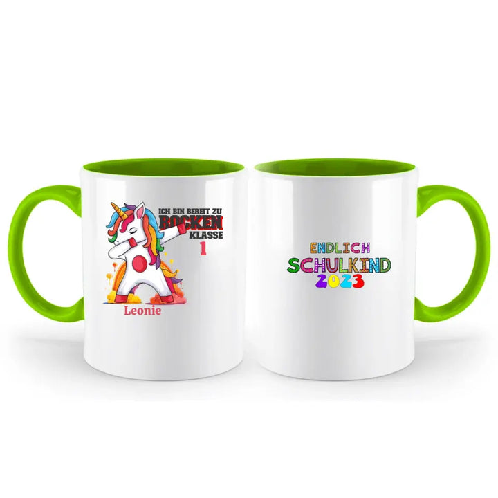 Einhorn bereit, die Schule zu rocken - 2023 einzigartiges Design für schoolkind erhalten Sie Ihre personalisierte Tasse oder senden Sie Geschenk für schöne Kind - printpod.de